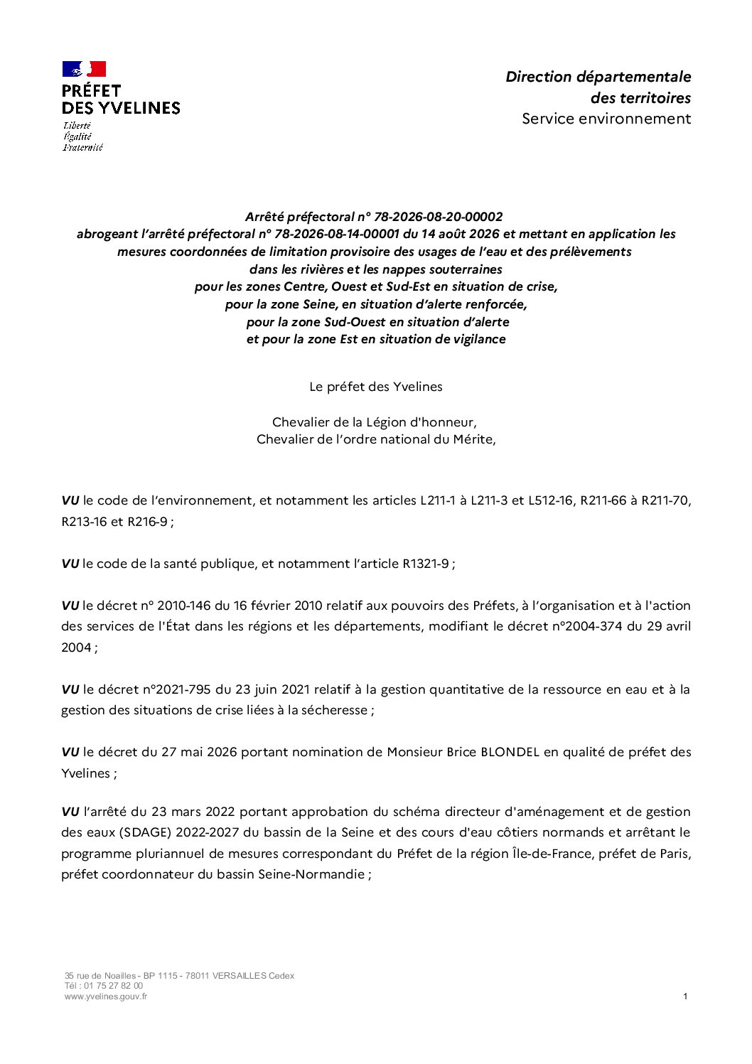 Sécheresse : Nouvelles mesures de restriction de l&rsquo;eau sur Mondreville